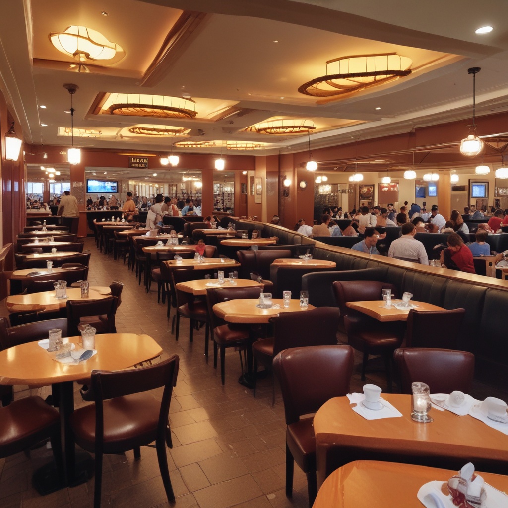 Elegant interior of Sizzler restaurant filled with diners